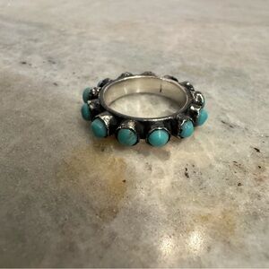 Turquoise Stone Silver Eternity Ring